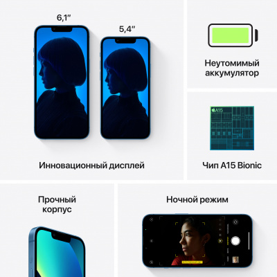 Apple iPhone 13, 128 Гб (е-sim+nano sim), синий 7